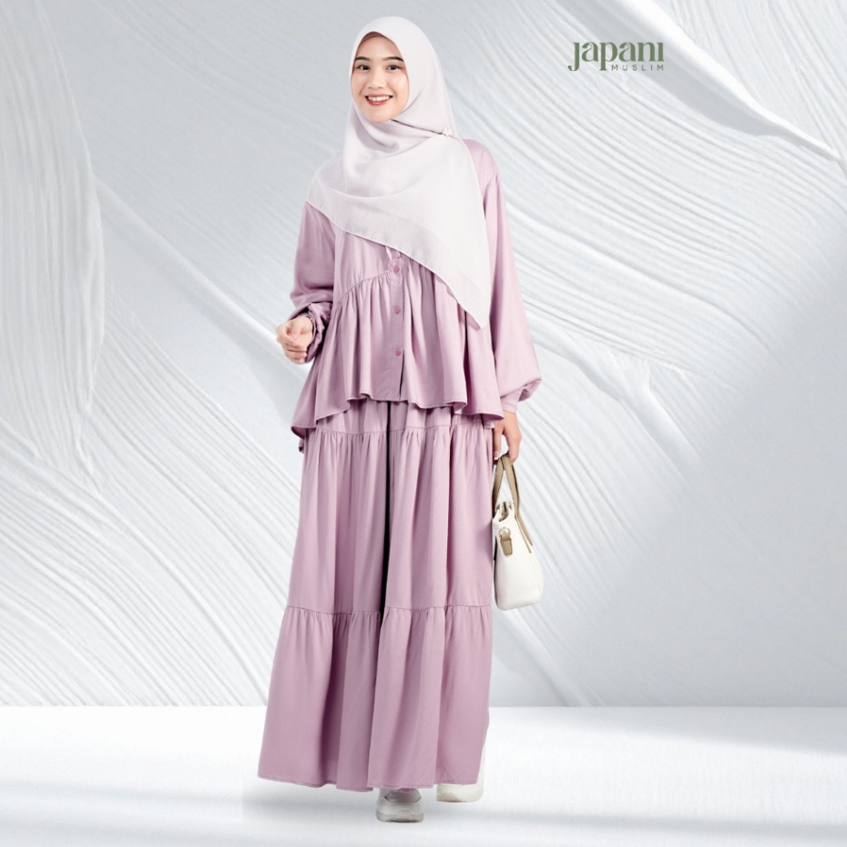 JAPANI - Oneset Rok Rayon Polos - Nayara Set Rok 2in1 Bahan Rayon Twill Setelan Wanita Jumbo Set Ray