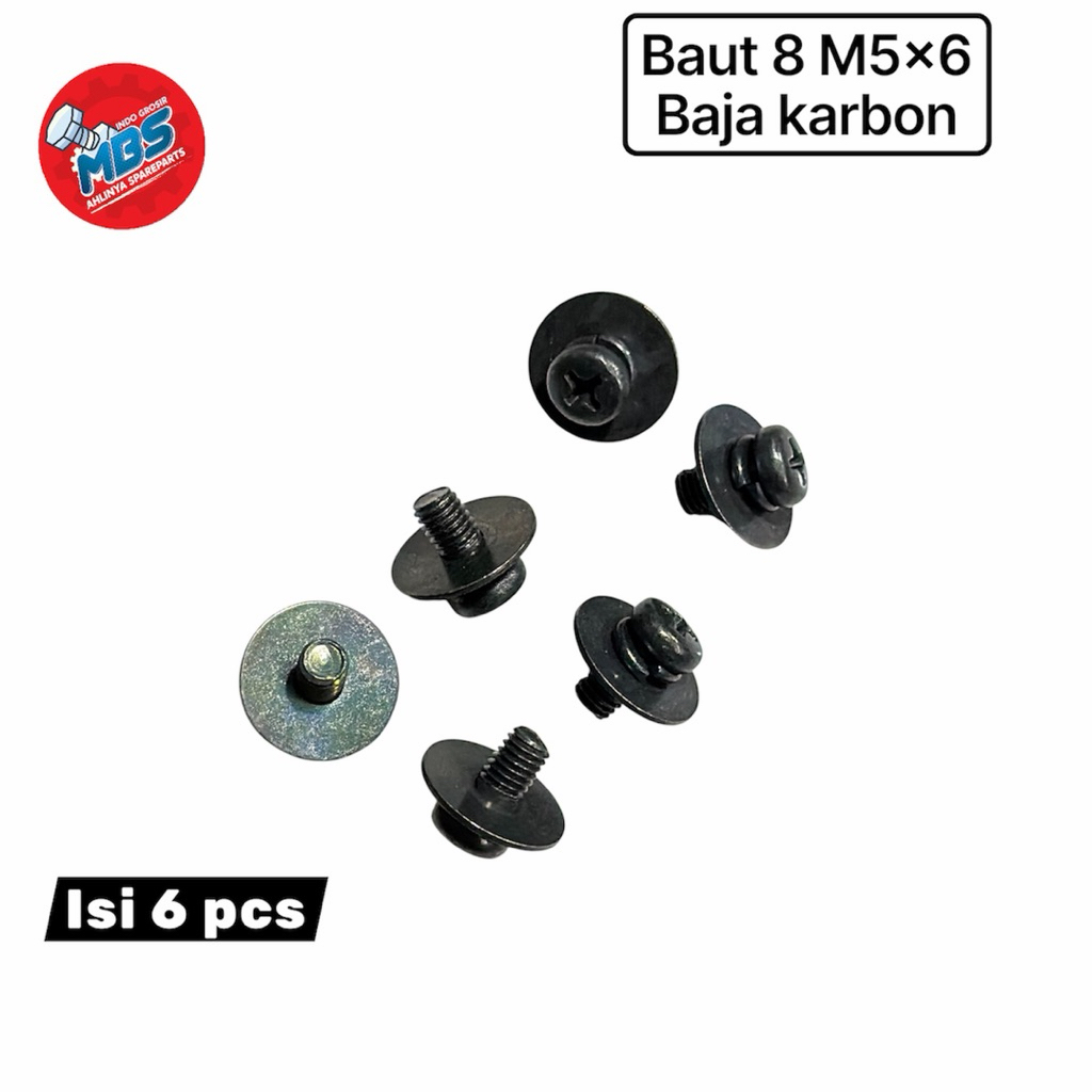 Baut 8 M5X8MM BAUT 8 pendek anti copot dabel ring baut karbulator emblem motor mobil original