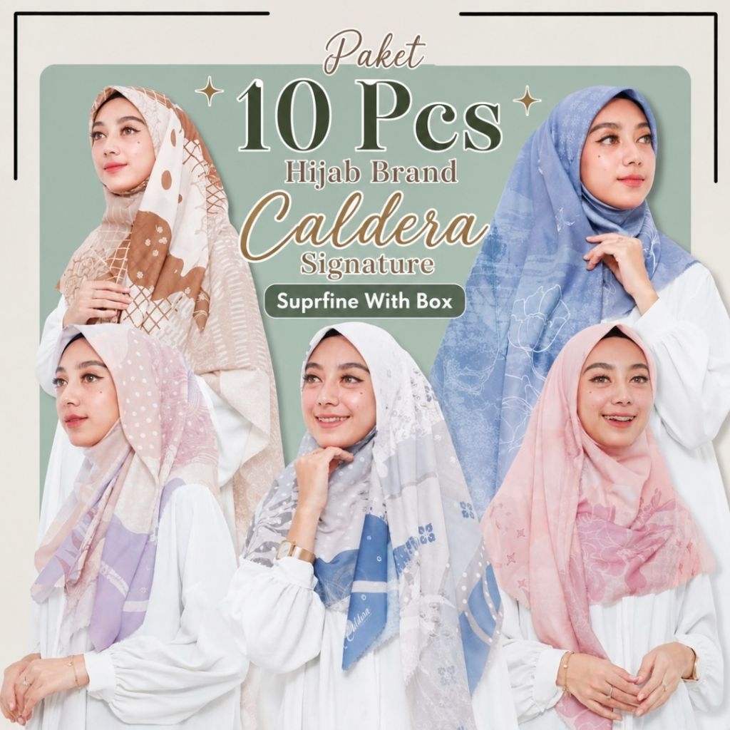 10 PCS HIJAB Caldera Signature Voal Superfine with Box Motif Random