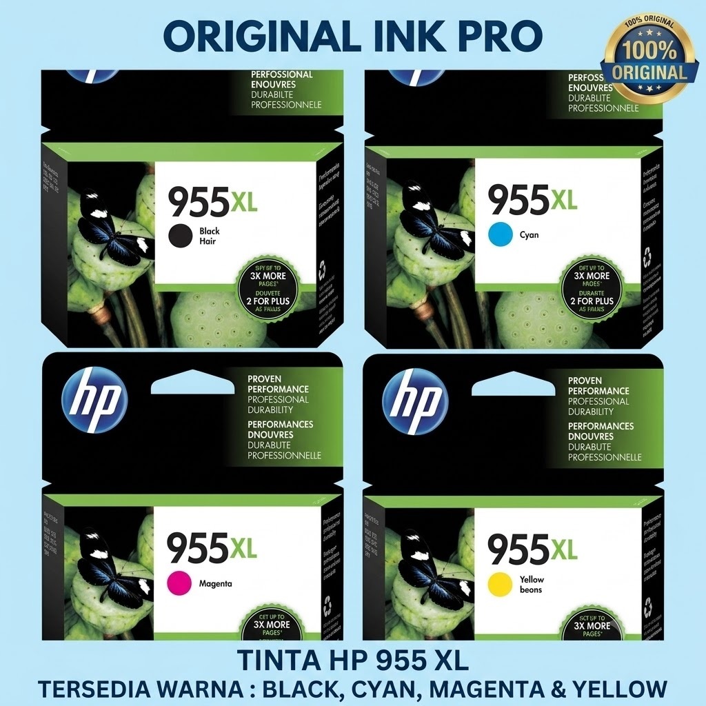 Tinta HP 955XL High Yield Black Original Ink Cartridge Hitam Cartridge Asli HP OfficeJet Pro 8210 Pr