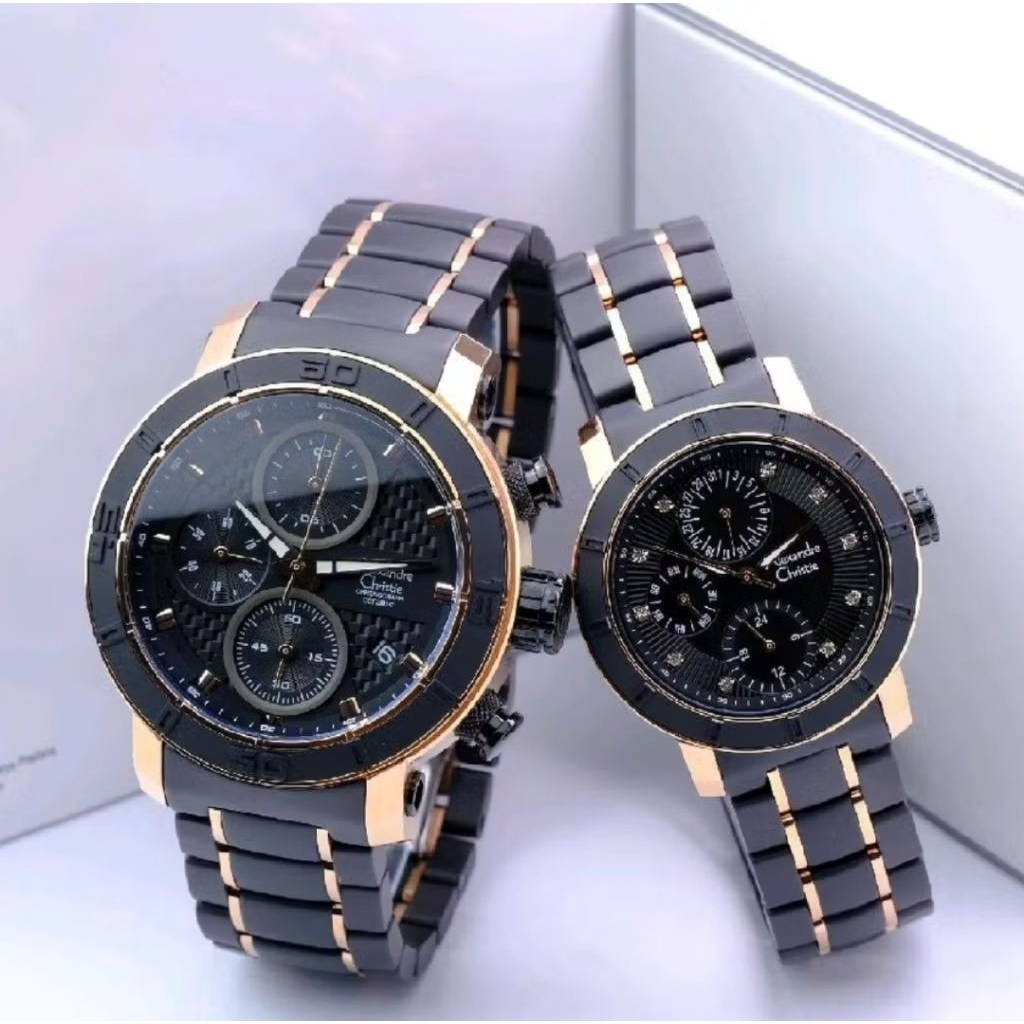 Alexander cristie chronograph ceramic dan passion ceramic tali rantai ceramic variasi warna couple p
