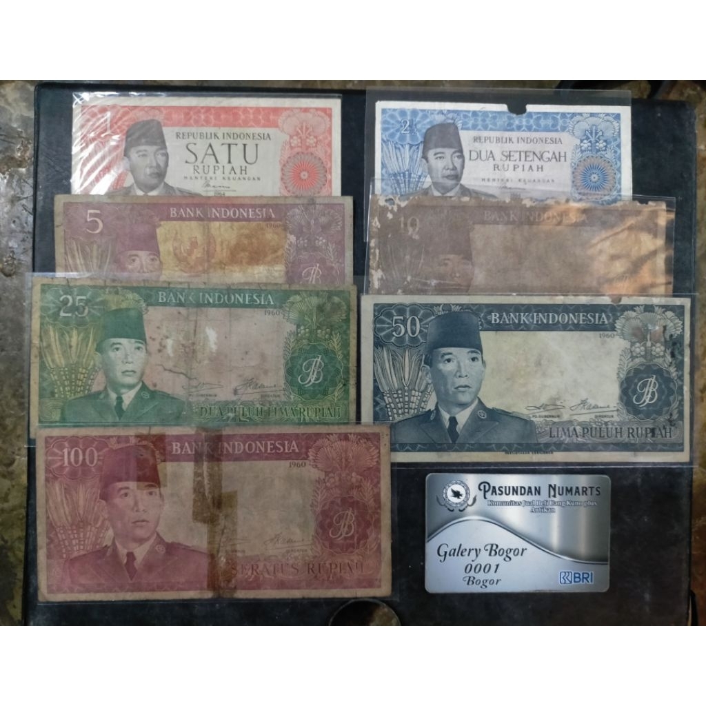 Langka set uang Sukarno 1 rupiah sampai 100 rupiah jelek rusak