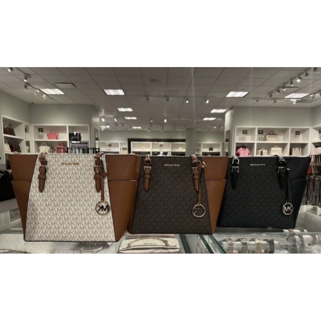 MK charlotte Zip Tote sign vanilla
