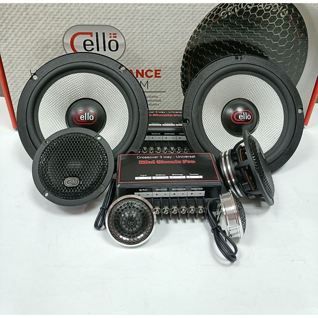 Speaker 3way Midbass-Midrange Cello-Soft Dome Tweeter Dan Crossover Mini Classic Pro