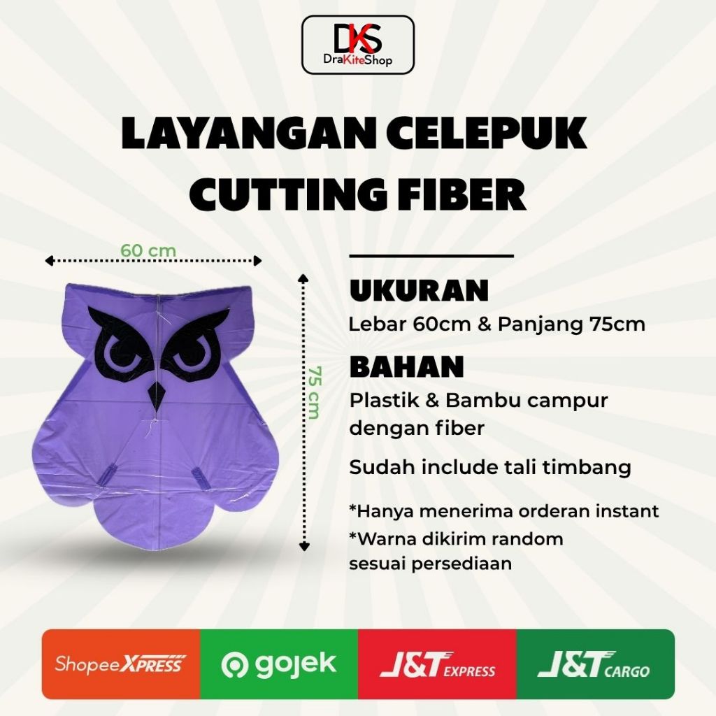 [HANYA INSTANT] Layangan Celepuk Cutting Mata Fiber