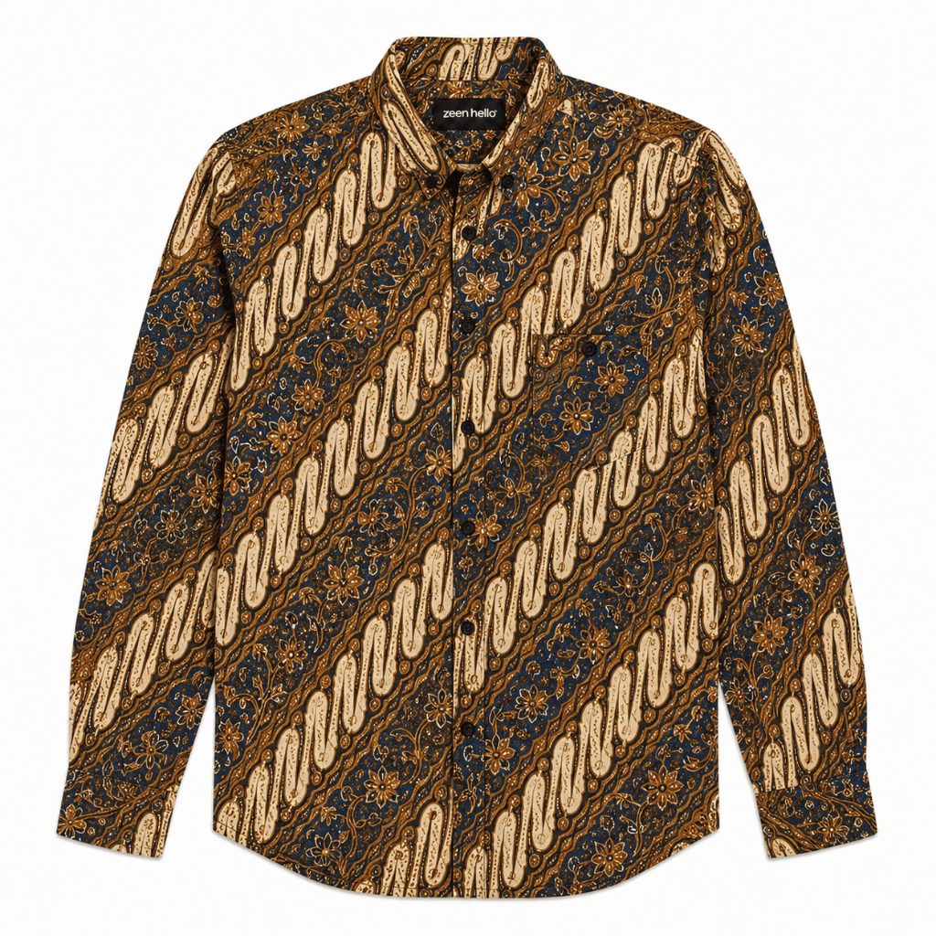 Zeen Hello - Kemeja Batik Pria Lengan Panjang