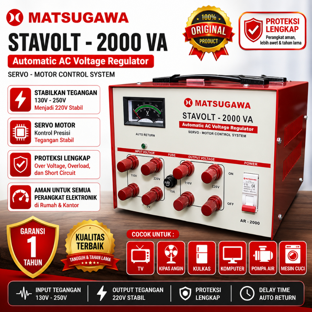 Stabilizer Stavolt Matsugawa Motor 2000VA - Stavolt Matsugawa 2000 VA