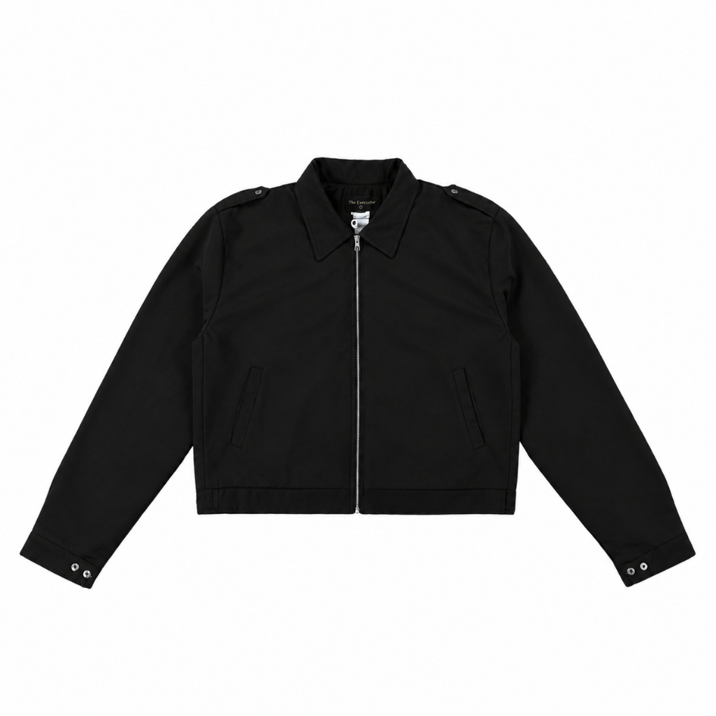 FAMOUDARA Jaket Work Boxy Polos Hitam S-XL