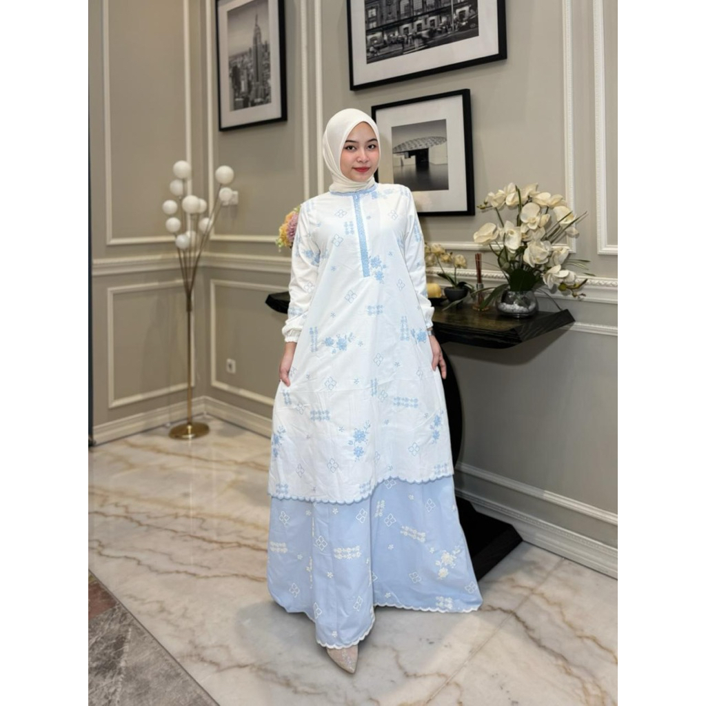 Gamis katun paris bordir Edness by kayla