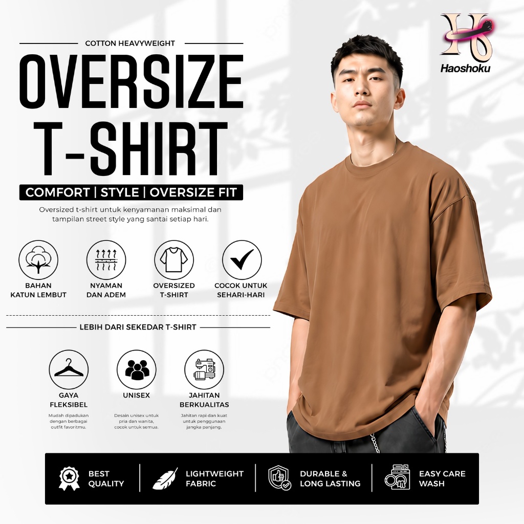 Haoshoku Kaos Oversize 16s Tebal Caramel