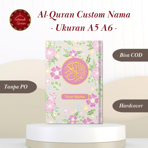Al-Quran A5 & A6 Sampul Hardcover Free Custom Nama Gift Hadiah Quran Perkata Latin - Fatimah Quran