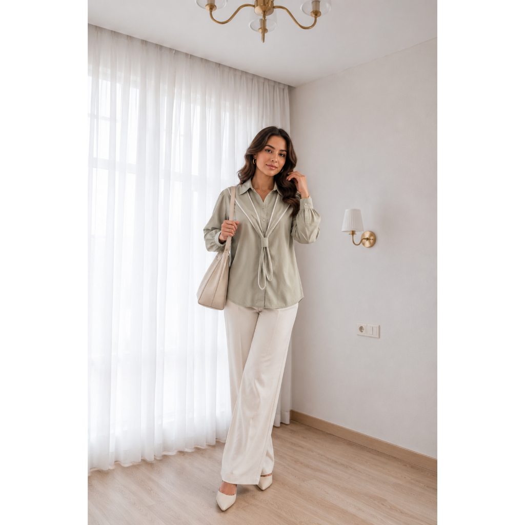 Liza Blouse / Katun Poplin Tokai / kemeja formal non formal elegan variasi shall