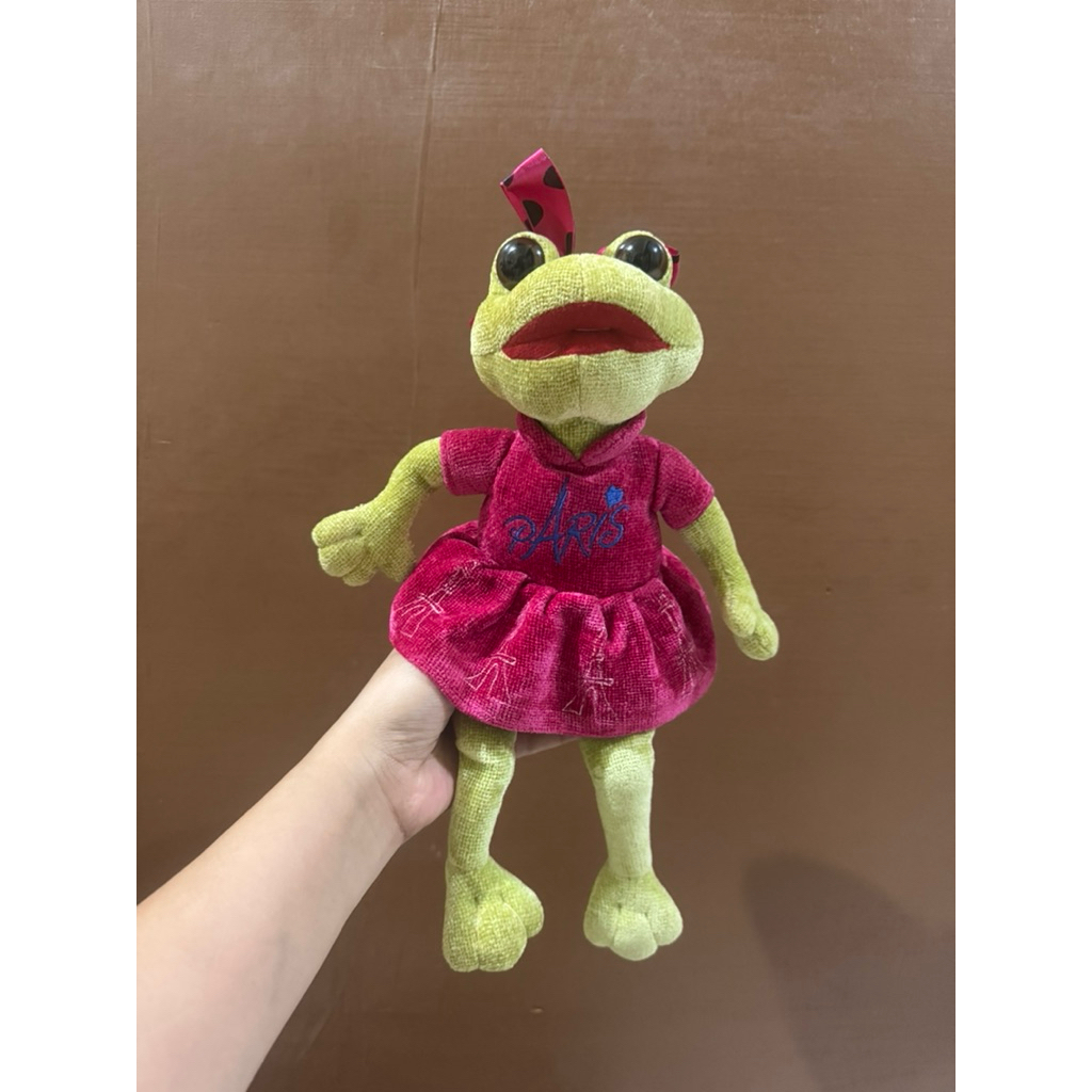 Boneka Karakter Kodok baju Pink size 35cm / Boneka Kodok Lucu / Boneka Frog/ Boneka Kodok pita