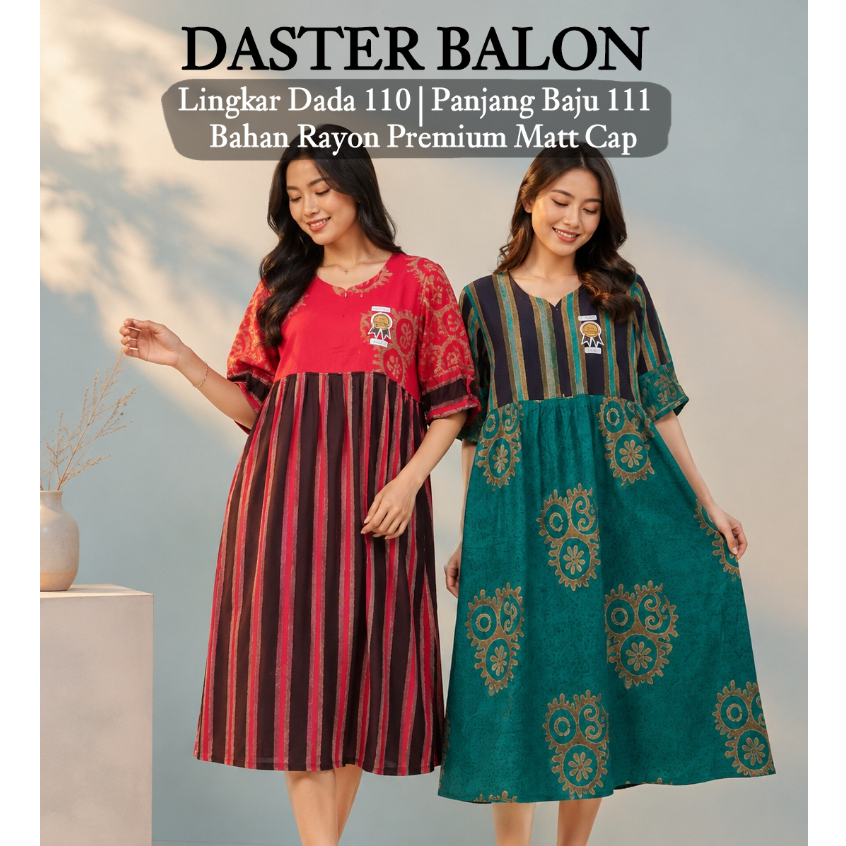 Daster Balon Batik Cap Aan Rayon Premium Tebal Halus Lembut Dingin Baju Tidur Dewasa
