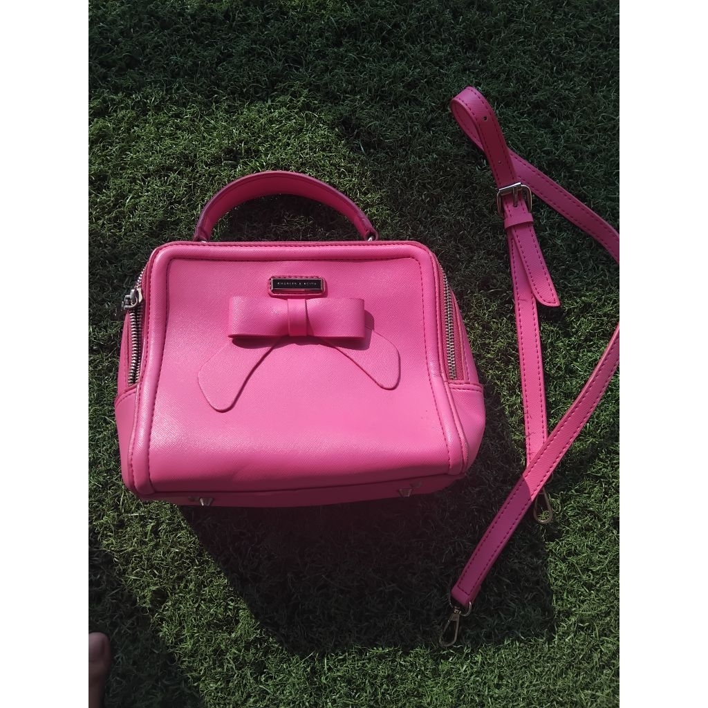tas premium handbag charles&keith ck fuschia pink preloved