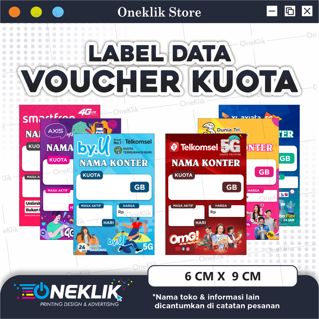 Display Harga Paket Data Etalase Konter Murah / Label Data Voucher / Label Voucher Pajangan Konter P