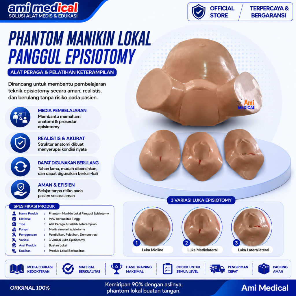 AMI MEDICAL Phantom Manikin Panggul Episiotomy Lokal Alat Peraga Praktik Kebidanan Keperawatan
