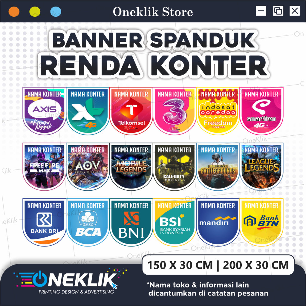 Flag Banner Murah / Renda Konter / Spanduk Renda Konter Banner Renda Konter Murah - Oneklik.1