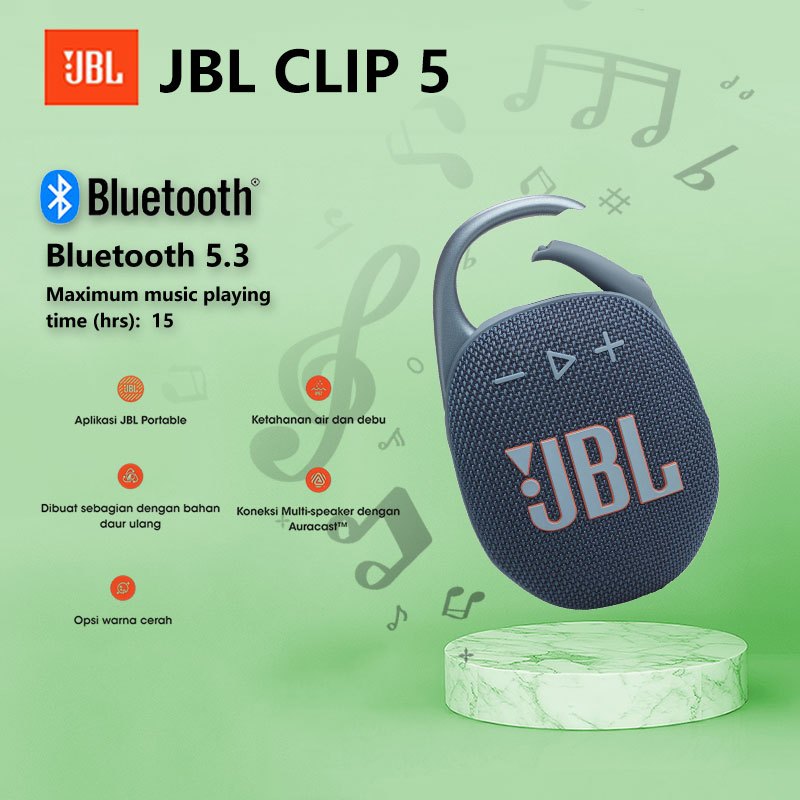 JBL Clip 5 Portable Bluetooth Speaker IP67 Waterproof Dustproof Outdoor Mini Speaker JBL Pro Sound L