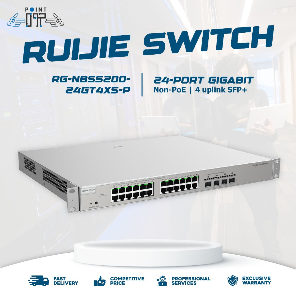 Ruijie RG-NBS5200-24GT4XS-P, 24-port Gigabit Layer 3 PoE Switch, 4 SFP+ Uplink