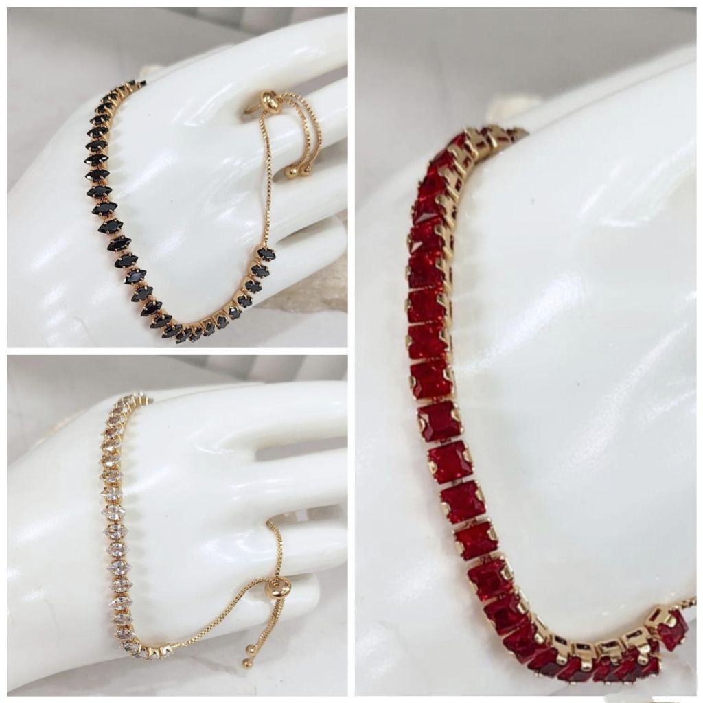 gelang tangan permata zirkon warna | gelang serut