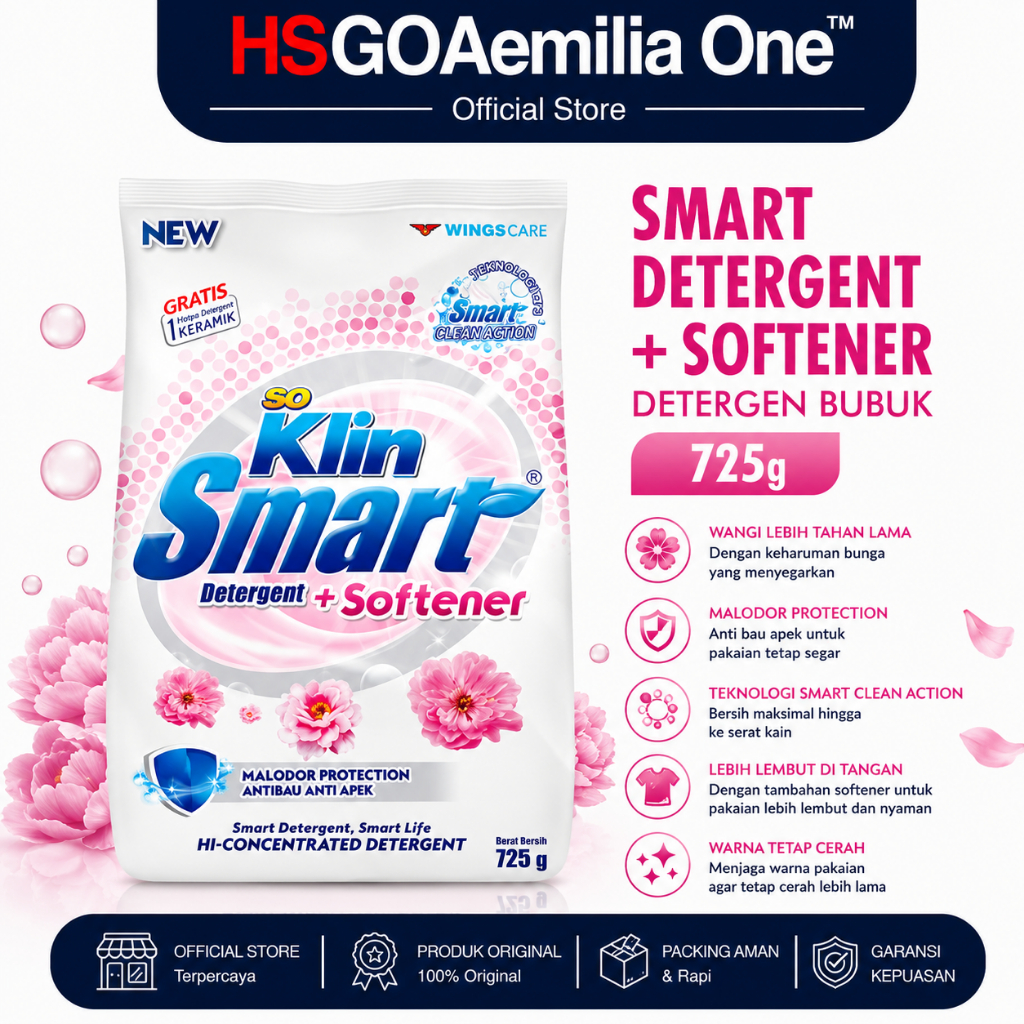 SOKLIN Detergen Bubuk Smart + Softener 725 gr