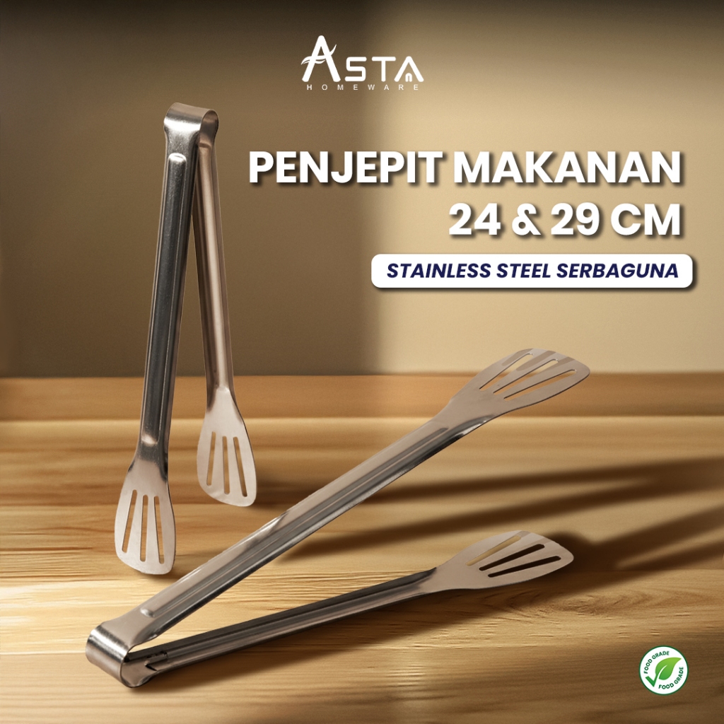Penjepit Makanan - Stainless Steel - Jepitan Capitan Gorengan - Tebal Kuat 24 28 cm