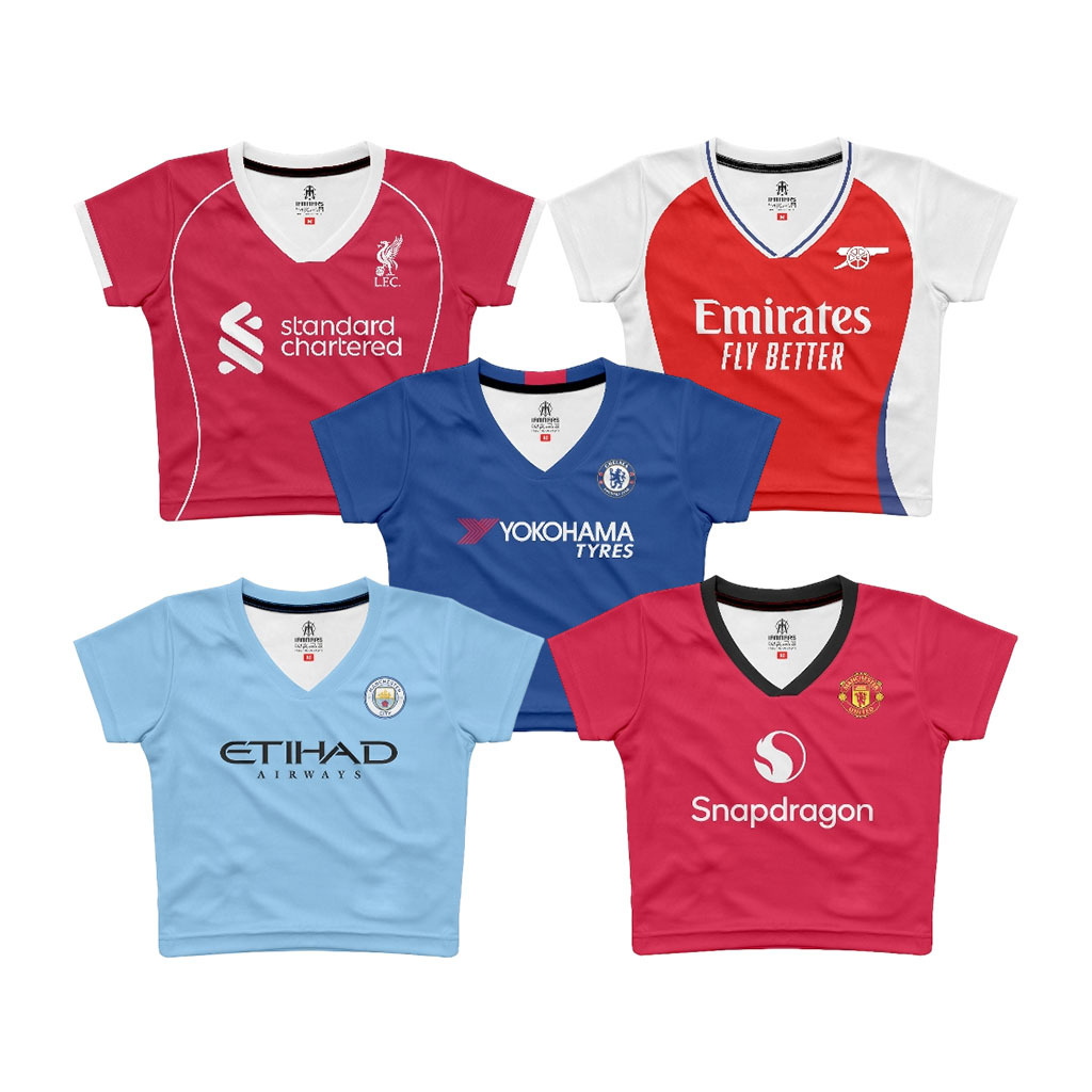JERSEY CROP TOP V-NECK ATASAN WANITA PREMIER LEAGUE INGGRIS Y2K SLIM FIT PREMIUM