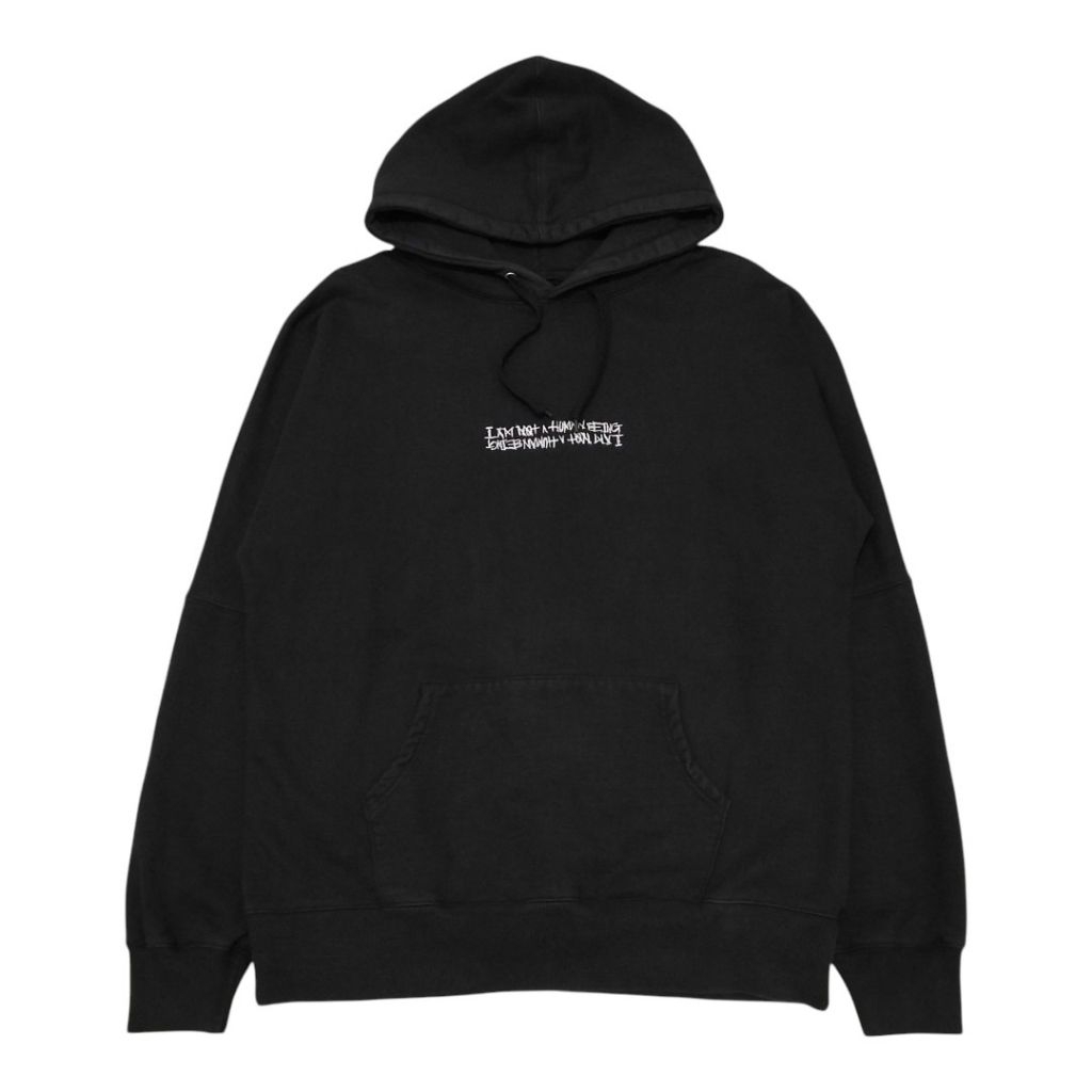 HOODIE IAM NOT HUMAN BEING LOGO HITAM / BLACK SECOND ORIGINAL