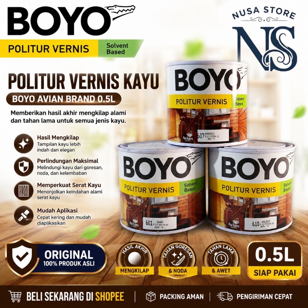 [0.5L] CAT KAYU BOYO AVIAN BRAND / POLITUR VERNIS / PLITUR KAYU / PELITUR PERNIS KAYU CAP BOYO