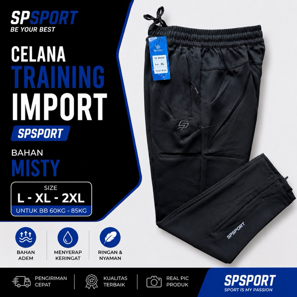 Celana Training Panjang Pria Wanita SPSPORT Premium – Celana Olahraga Gym Running Resleting Saku