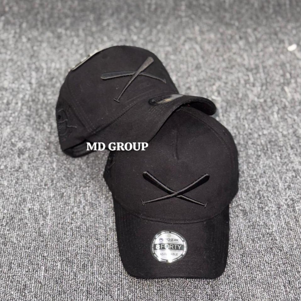 Topi Baseball Distro Full Black CROSSED BATS Bordir X 8Forty Premium Adjustable
