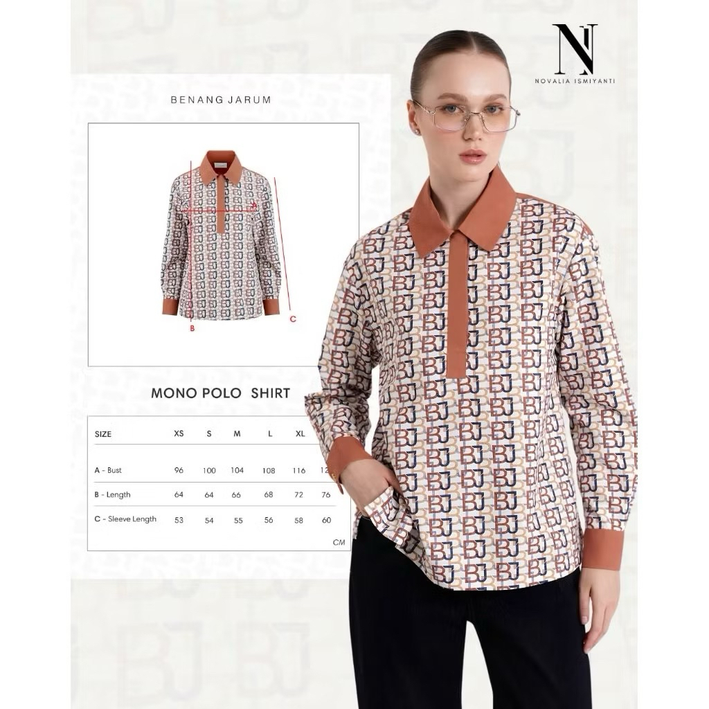 Benang Jarum Monogram Polo Shirt Yuzu Benang Jarum Cotton Upsize Yaa