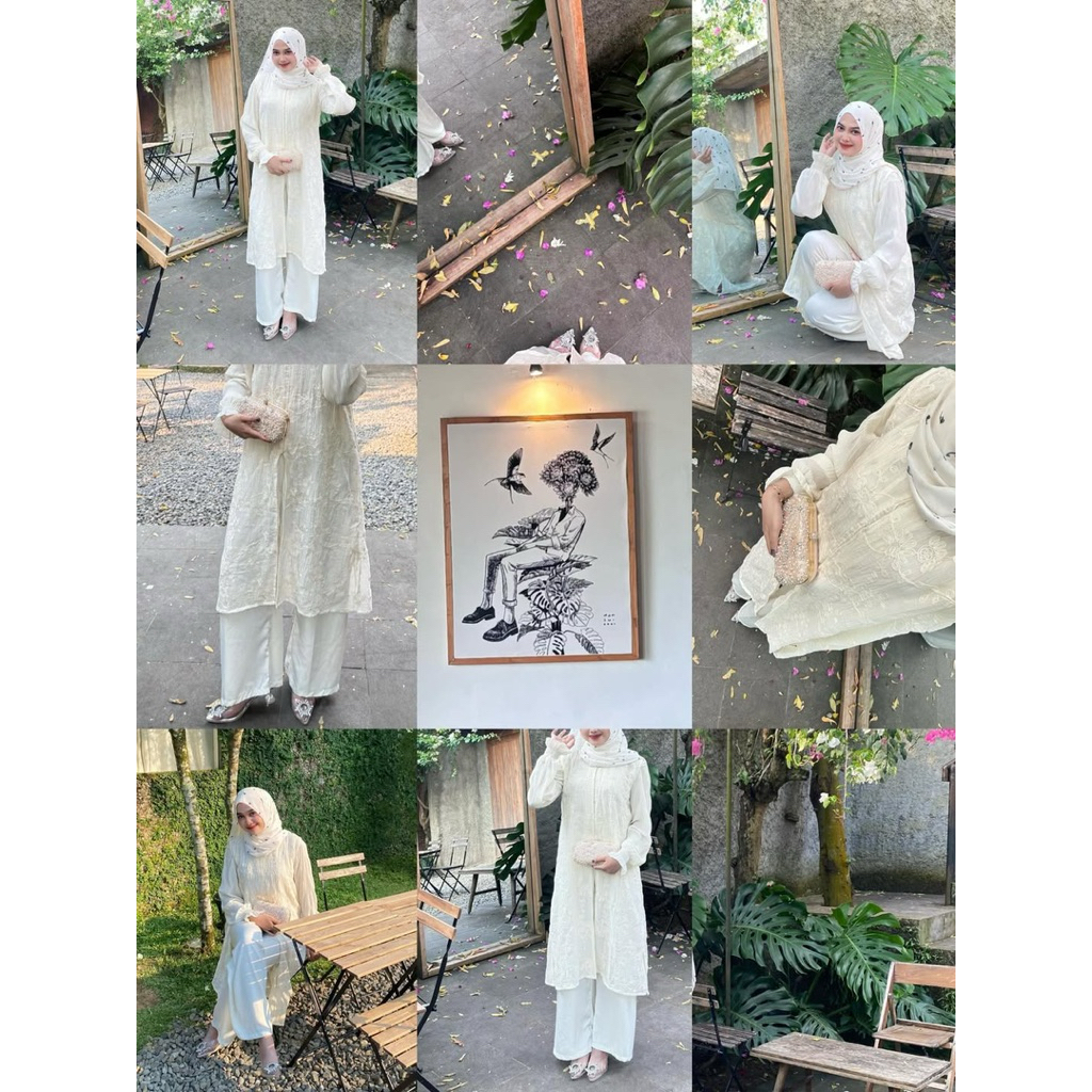 Lyora Outer Long Outer Lily Vest Long Vest Wanita Tencel Bordir Long vest Raya Long Outer Beseller O