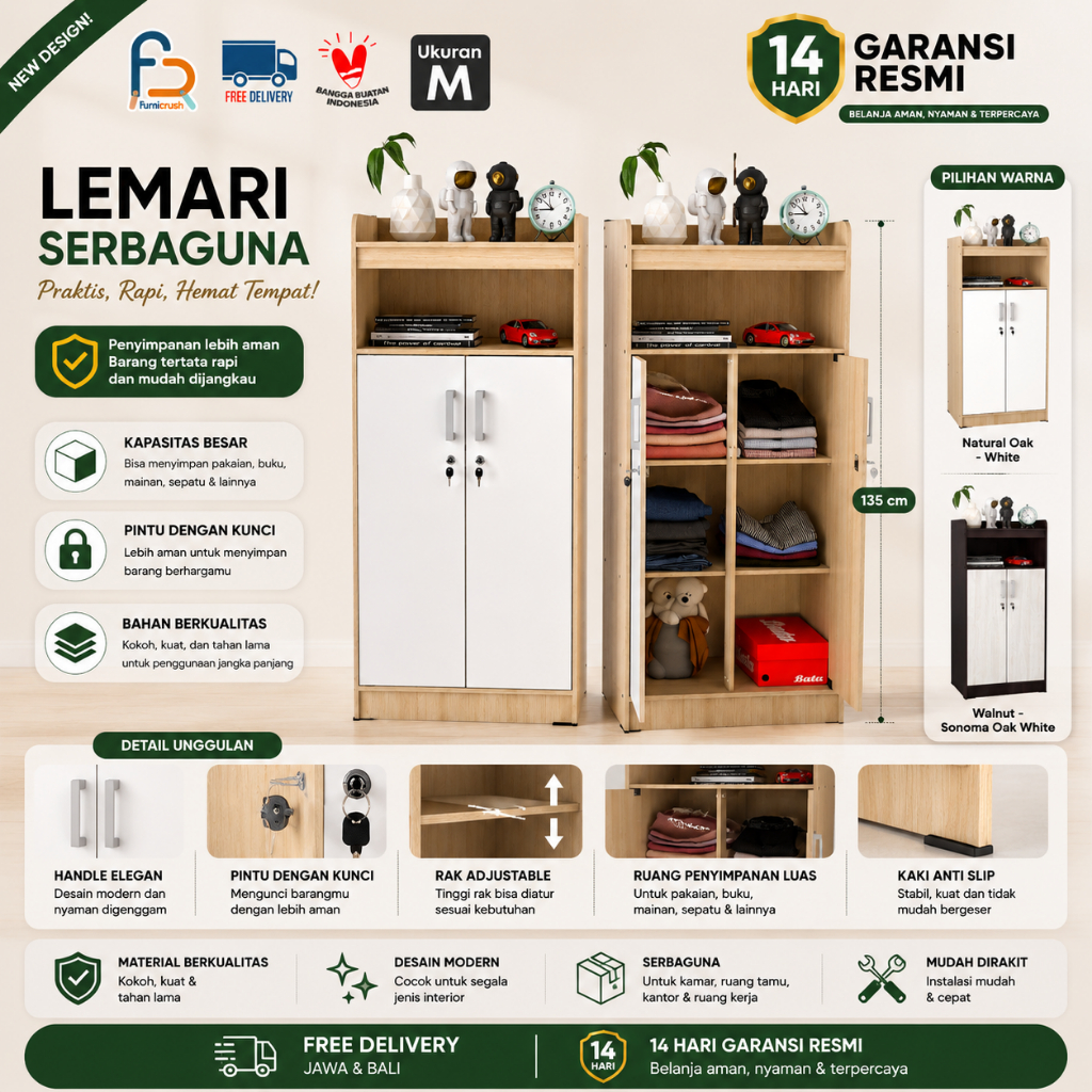 Furnicrush Lemari Anak / Lemari Rak / Lemari Kos / Lemari Full Rak / OLIVER BL 202