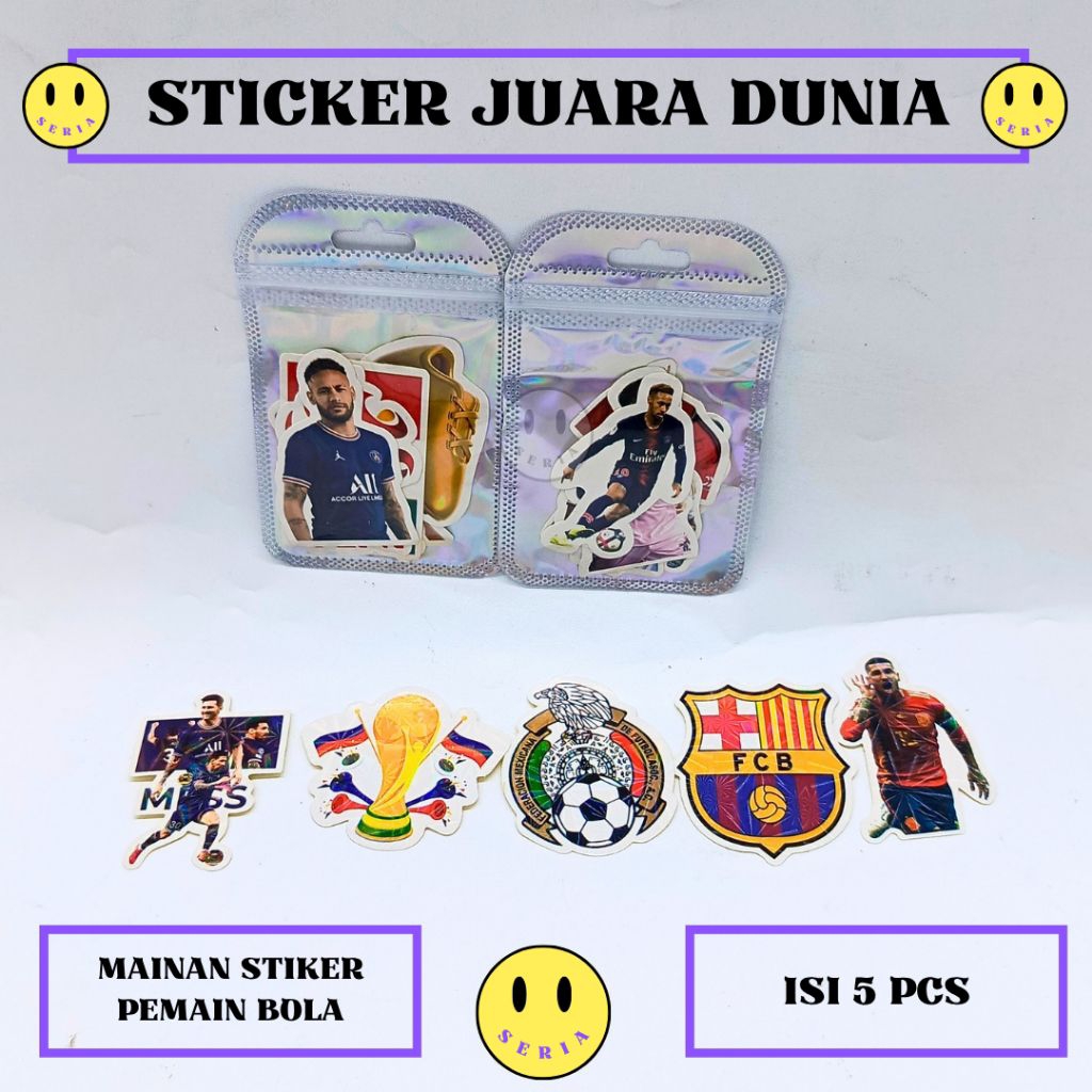 Sticker juara dunia isi 5×5 pcs mainan stiker pemain bola piala Dunia murah