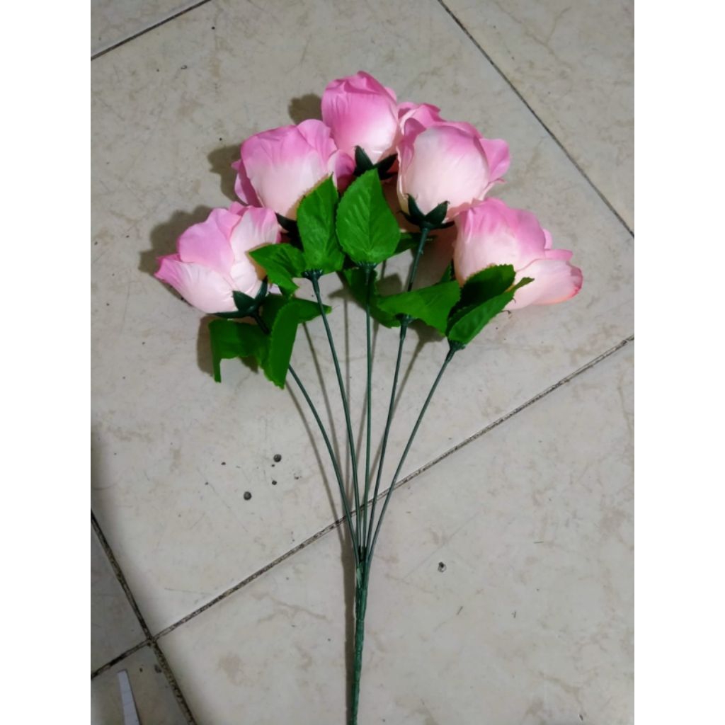 Bunga Mawar Pink Artificial untuk Hiasan Dekorasi Pelaminan dan Pajangan Ruangan