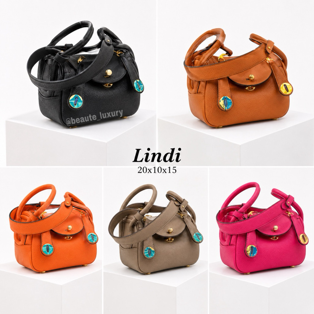 Tas HR Lindii TF007 Mini Leather Handbag Wanita Premium ( SET BOX )