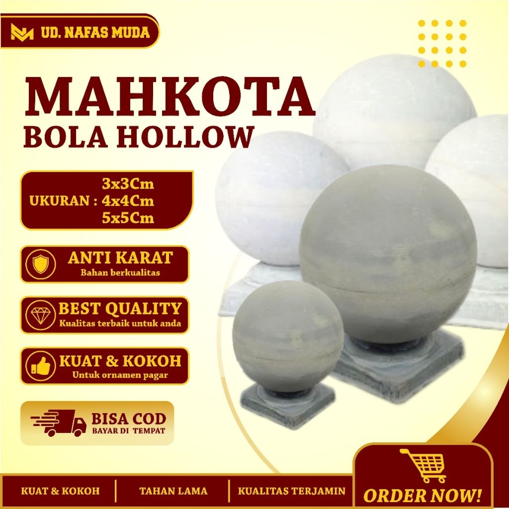 Mahkota Bola Besi Holo | Aksesoris Pagar Tralis Balkon dll