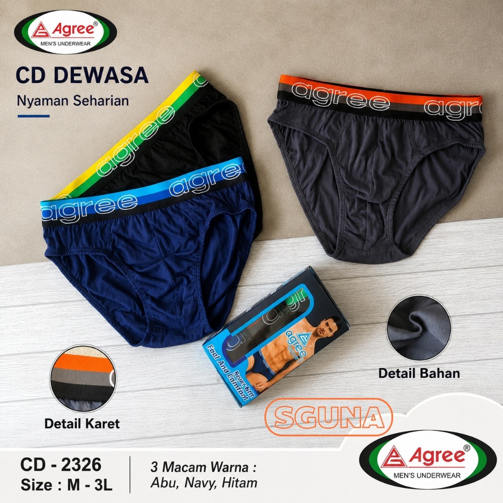 ( 3pc ) Celana Dalam Pria Agree 2326 Sport, CD Pria Agree Sport 2311 2321 2323 2325 2322 CD Agree