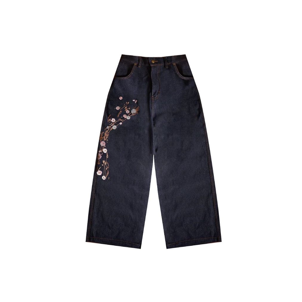 HISHIRO RAKU JEANS Baggy Pants Jeans Raw Denim Barrel Sakura Bordir NEW ORIGINAL