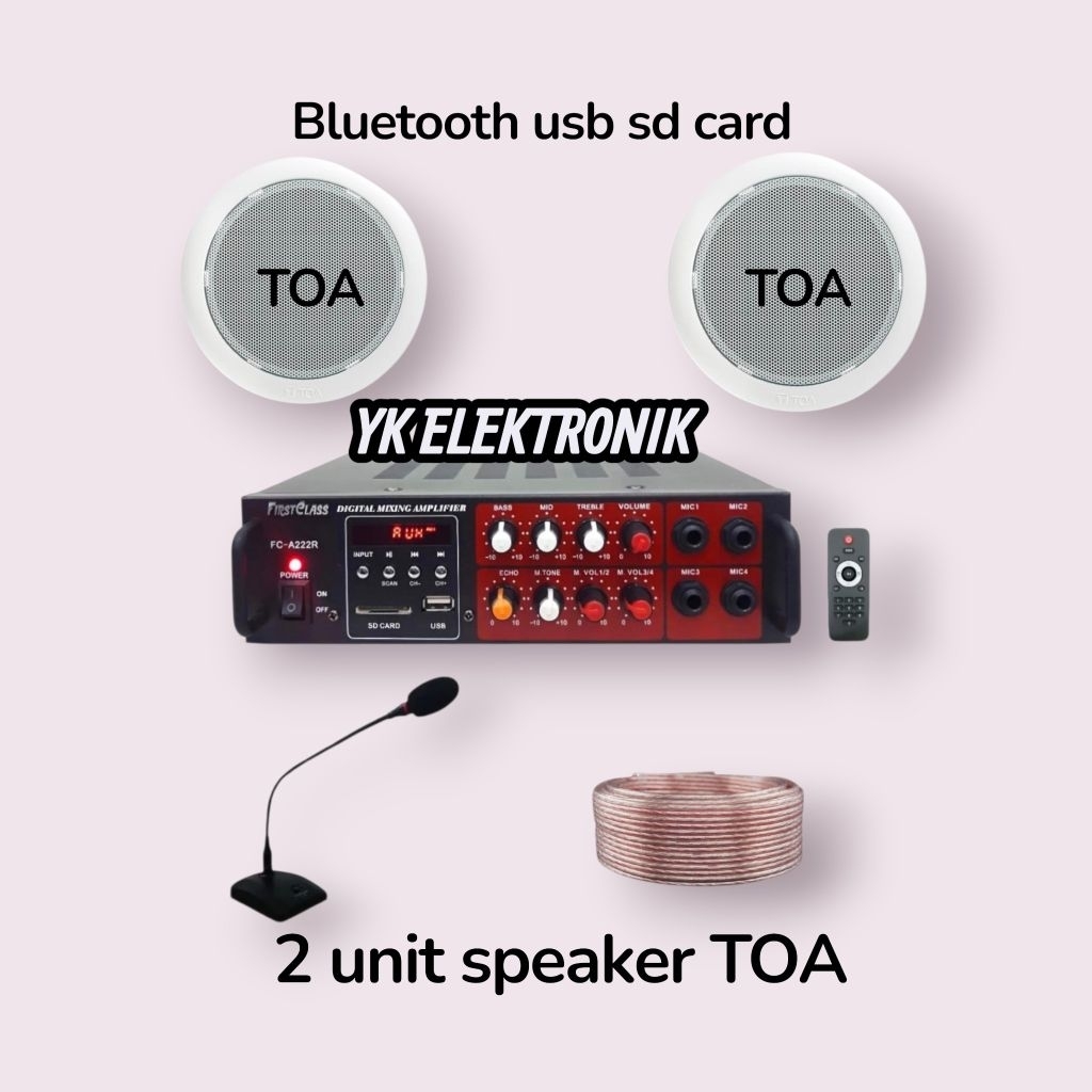 paket speaker ceiling plafon TOA 2 unit speaker bluetooth fm usb