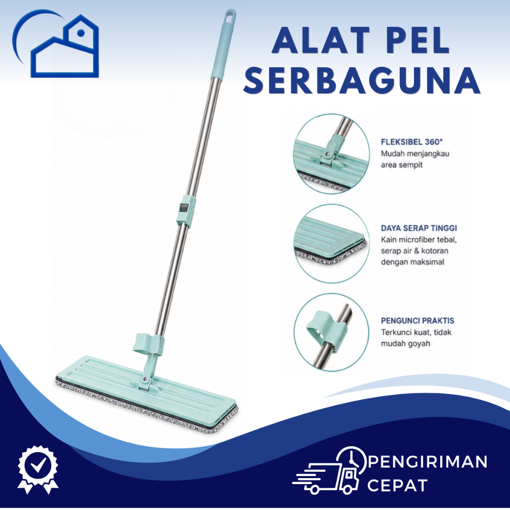 HOMESTATION - Alat Pel Praktis Tarik Peras Otomatis Ultra Mop Acline Pel Lantai Mop 713 GSF