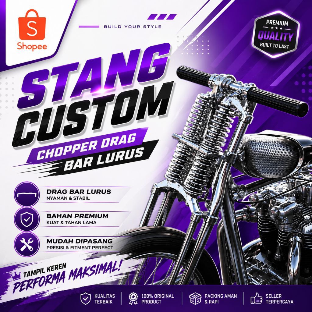 stang custom chopper bober drag bar lurus