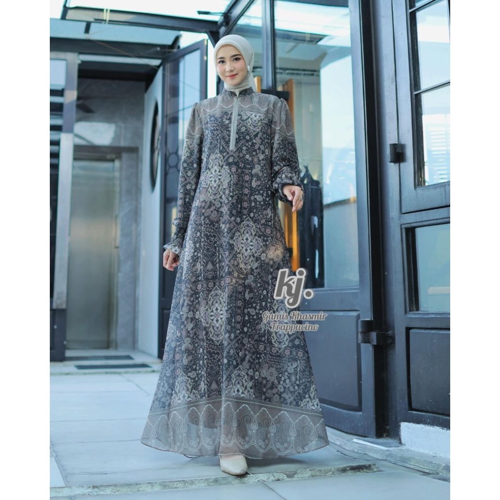 Gamis Khasmir Ceruty Printing ORI khadijah Mode