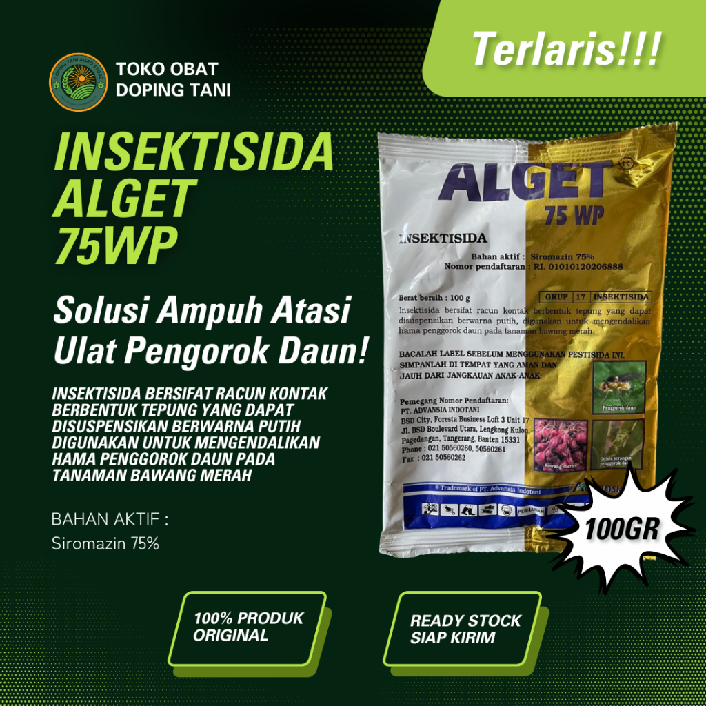Insektisida ALGET 100gr Bahan Aktif Siromazin 75% Solusi Ampuh Atasi Ulat Pengorok Daun