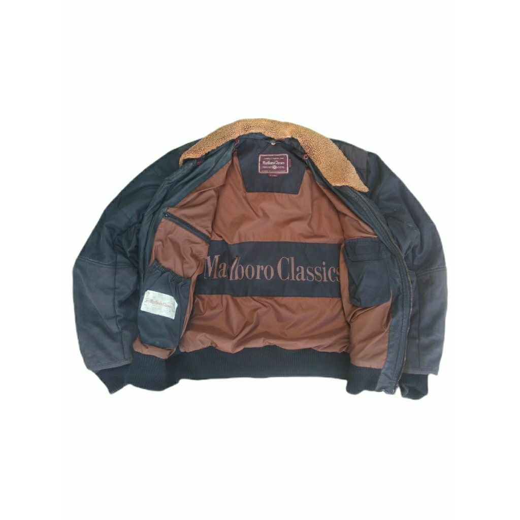 Vintage jacket kerah Marlboro Classic tebal bulu