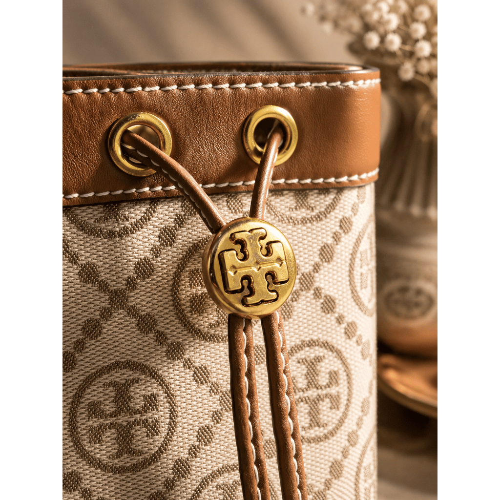 Tas Wanita T0ry Burch T Monogram Jacquard Bucket Bag Premium Handbag Crossbody Bag