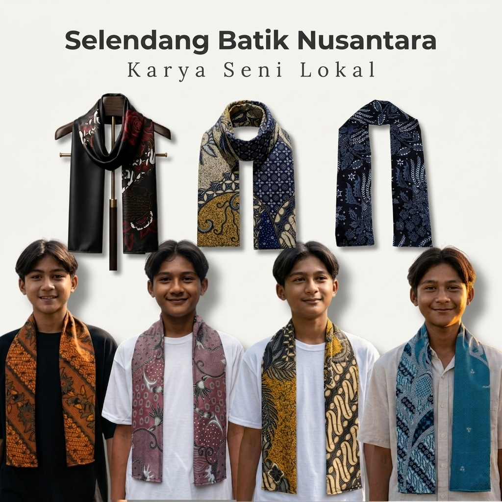 Syal Batik Elegan Selendang Cukin Scraf Premium Syal Batik Selendang Nusantara