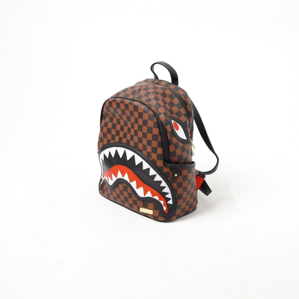 Tas SPRAYGROUND SAWTOOTH SHARK IN PARIS BROWN BLACK BACKPACK 100% ORIGINAL